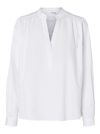 Selected Femme SlfMira LS V-Neck Top Bright White